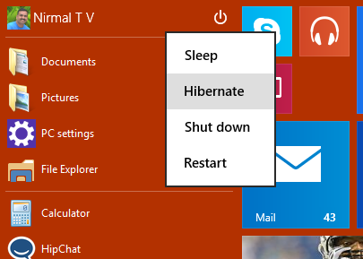 Hibernate option