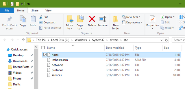 Host file in windows 10