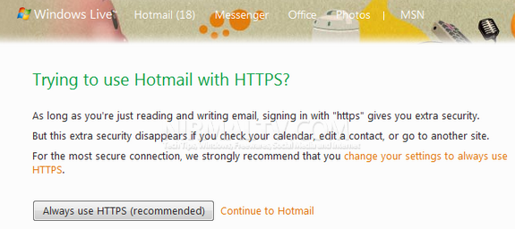 Hotmail SSL