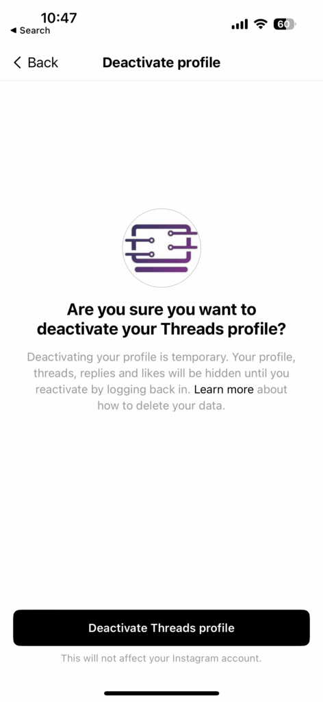delete Threads account
