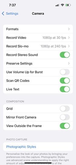 Enable ProRAW in iPhone 13 Pro