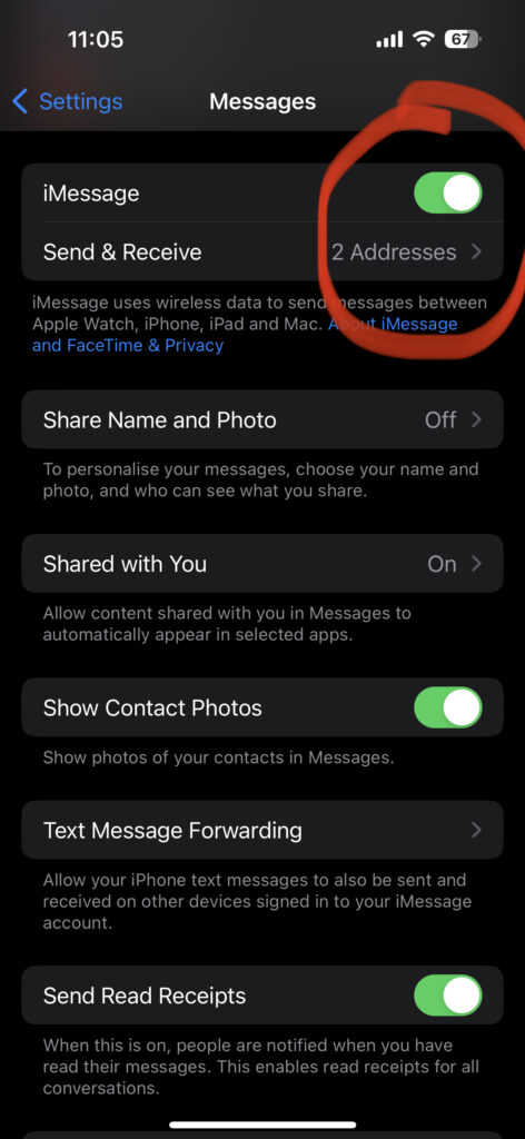 Disable iMessage on iPhone
