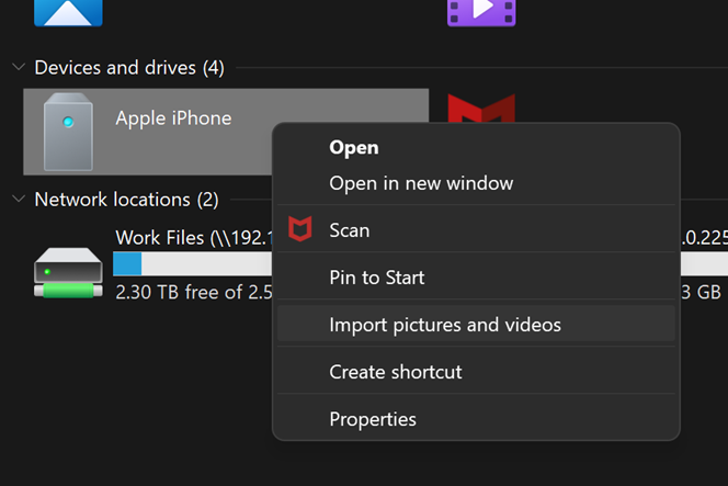Import Pictures from iPhone to Windows 11