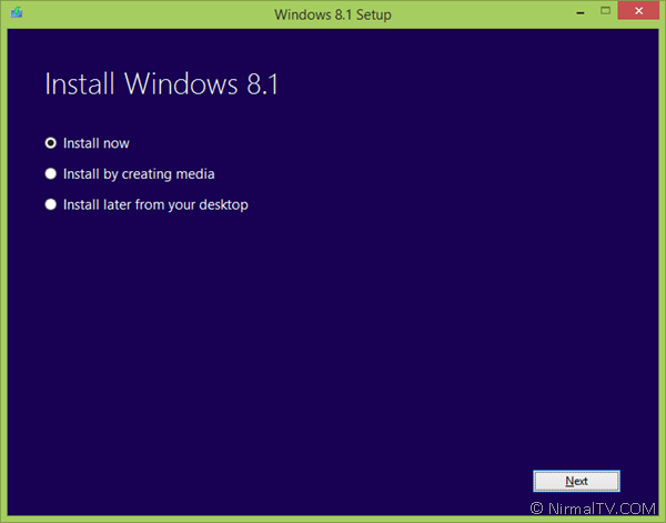 Install Windows now