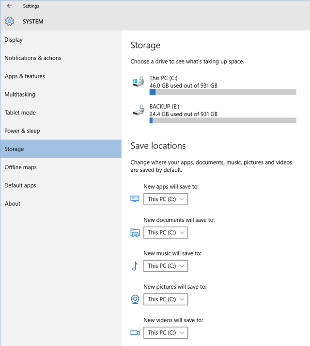 Install apps on diff drive in windows 10