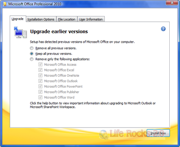 Install Office 2010 with old version