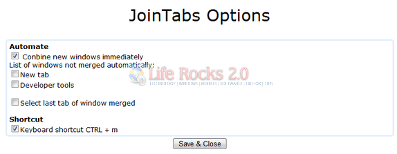 Join tab Options