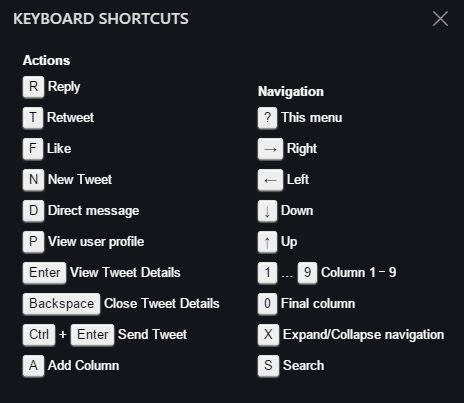 Keyboard shortcuts