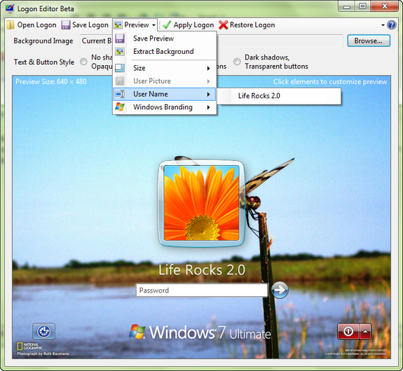 Logon Editor Customizing Your Windows 7 Logon Screen