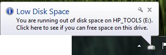 Low Disk Space Warning