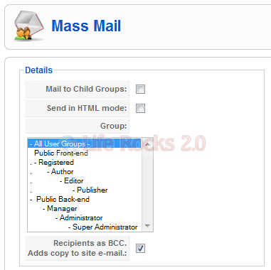 Mass mail Options