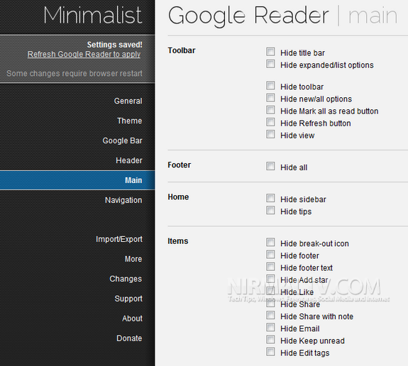 Minimalist for Google Reader