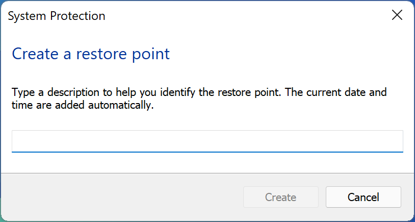 System Restore Point in Windows 11