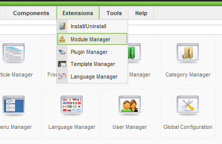 Navigate to module manager