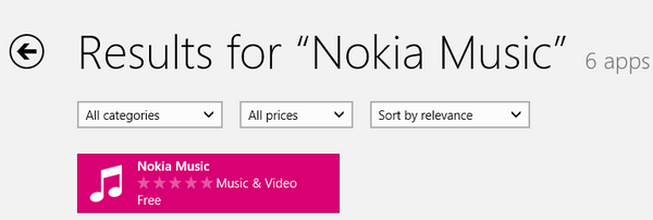 Nokia Music Windows Store