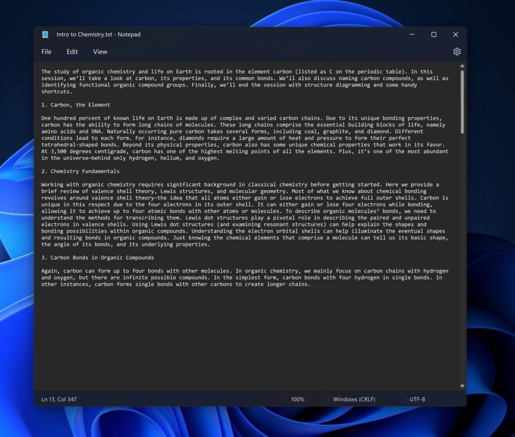 Dark Mode in Notepad