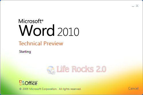 Office 2010 Word starting