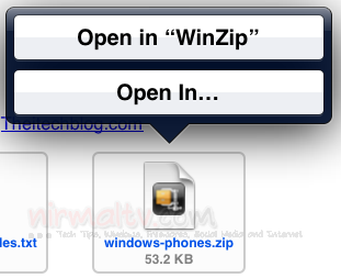 Open in WinZip