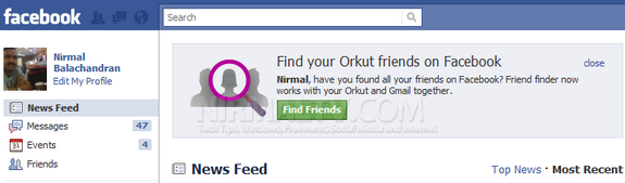 Orkut in Facebook