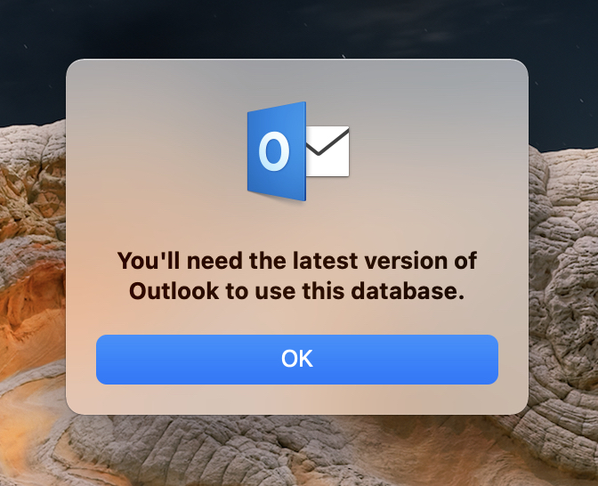 outlook mac latest version for this database