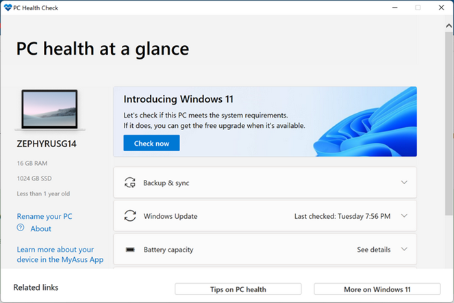 Check if your PC is Windows 11 Compatible