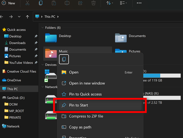 Add any Folder to Windows 11 Start Menu