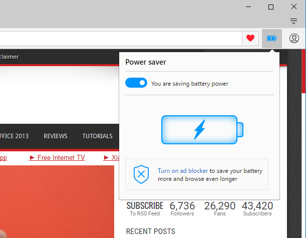 Power saver mode on Opera