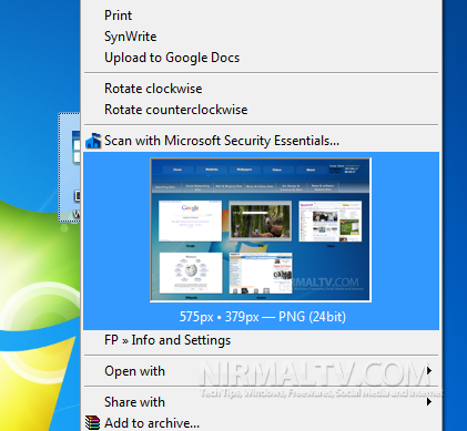 Preview image from context menu