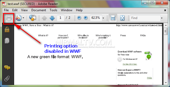 Printing disabled
