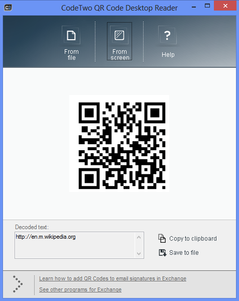 QR reader for Windows