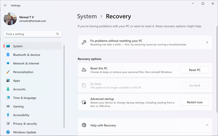 Reset Windows 11 without Losing Files