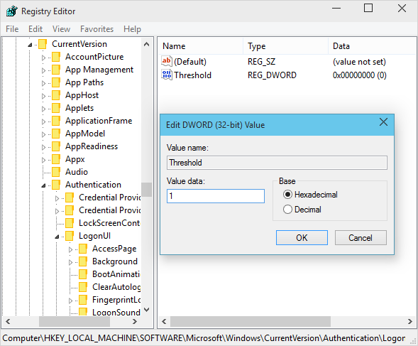 Registry editor