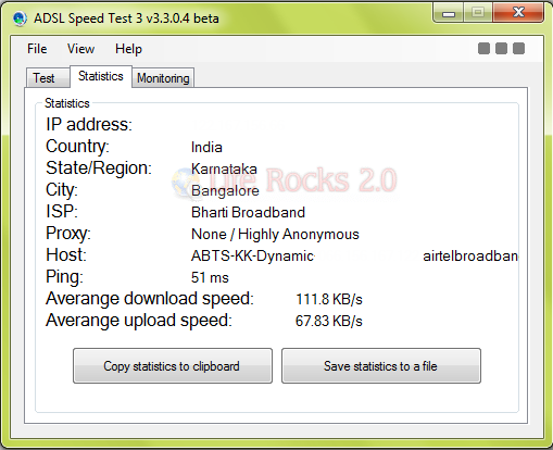 Report of Broadband speed