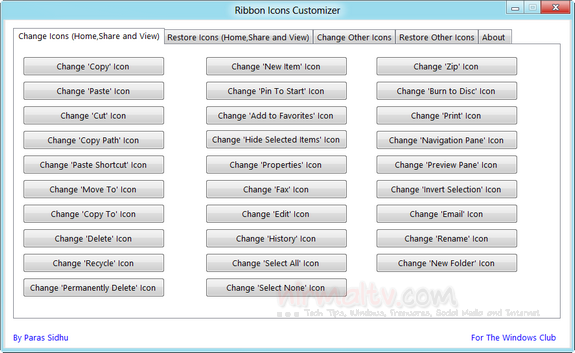 Ribbon icon customizer