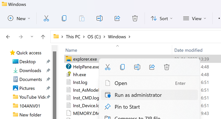 Run File Explorer as Administrator