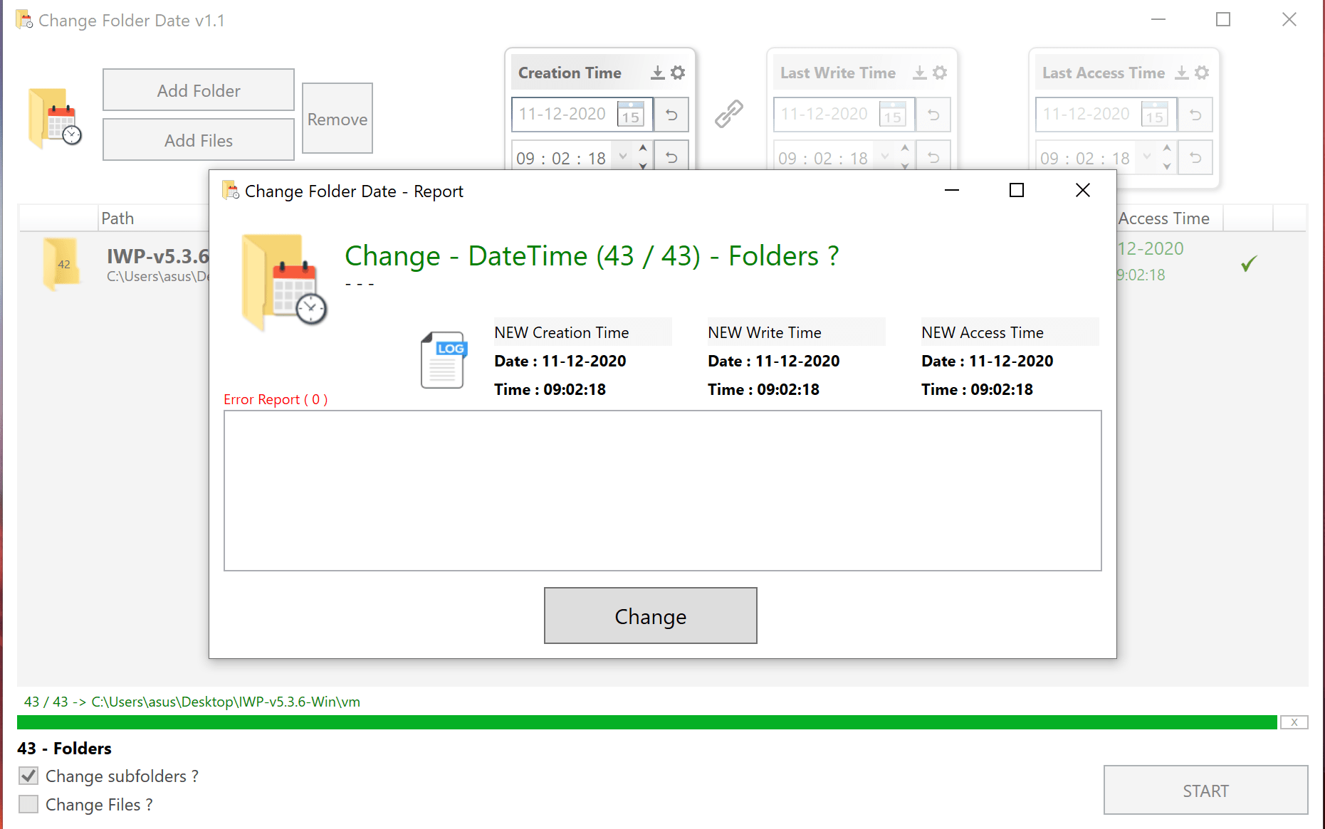 Change Folder Dates in Windows 10