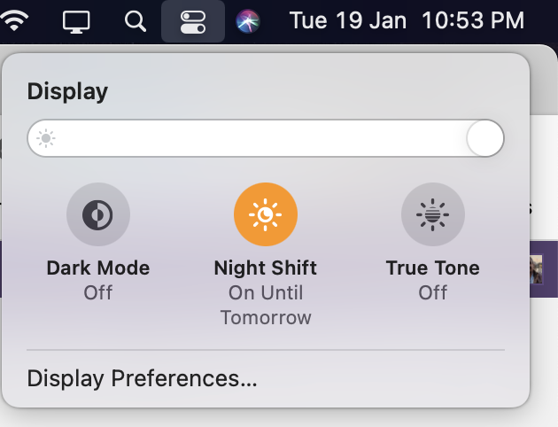 bright mouse cursor on night shift mac