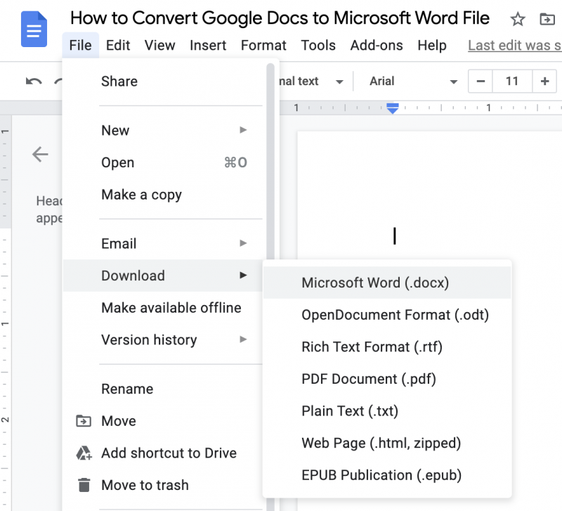 How To Convert Google Docs To Microsoft Word File