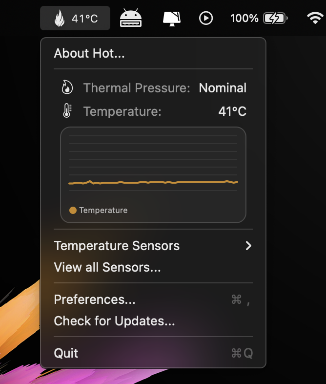 cpu temperature for mac