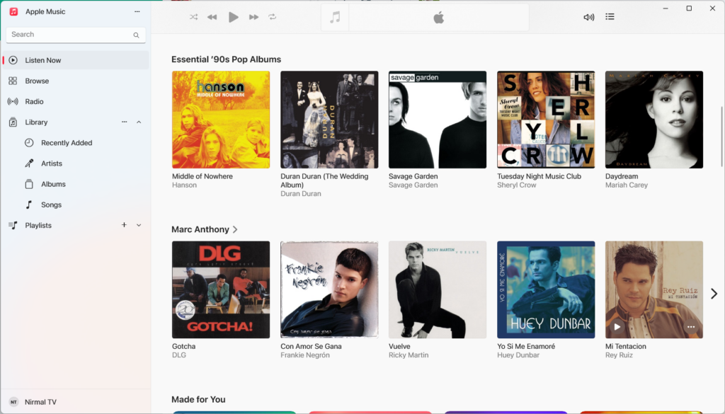 Official Apple Music app on Windows 11