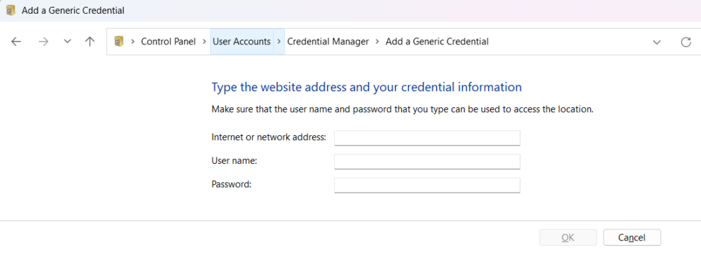 Credential Manager in Windows 11