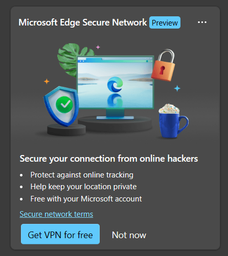 Free VPN with Microsoft Edge