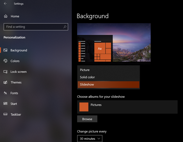 Wallpaper Slideshow on Windows 10