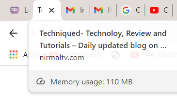 Check Memory Usage of Tabs in Google Chrome