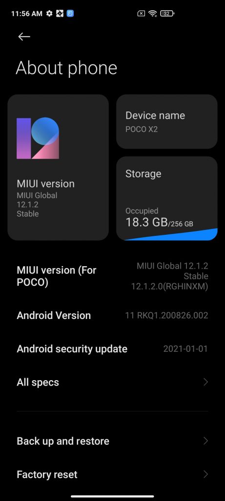 Poco X2 Android 11 Update