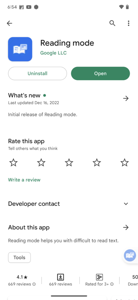 Enable Reading Mode on Android