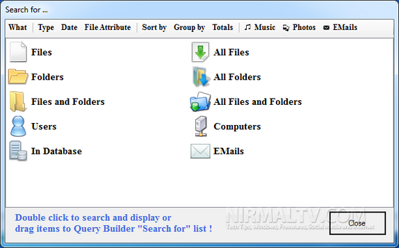 Select files folders