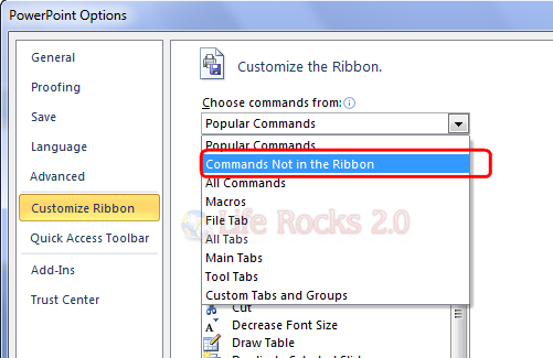 Select Customize Ribbon
