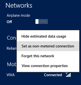 Set as non-metered connection