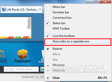 Show tabs in seperate row